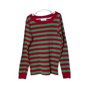 Hanna Andersson Sz 120 cm 6/7 Pajama Long Johns Shirt Red Green Stripe Christmas